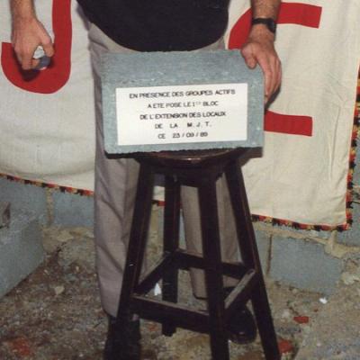1989 :  Pose 1ere pierre de l'agrandissemt